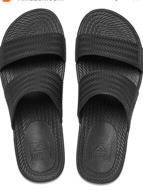 Reef Black Dual-Strap Slide Sandals